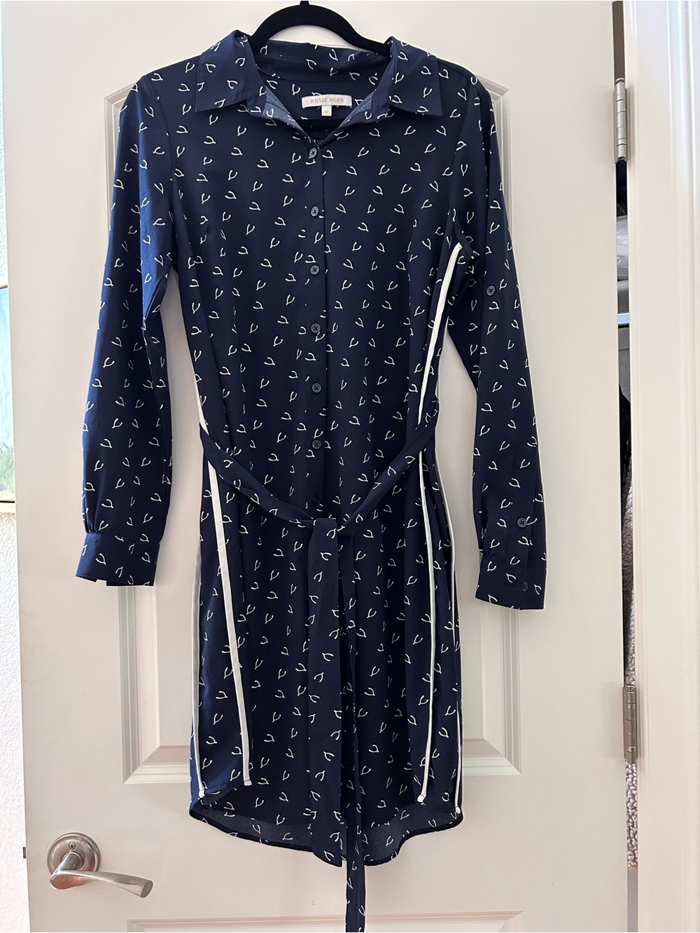 GAP x Rosie Pope Wishbone Shirt Dress with Tie. Preppy. Nautical. Maternity. SZM - Picture 3 of 10